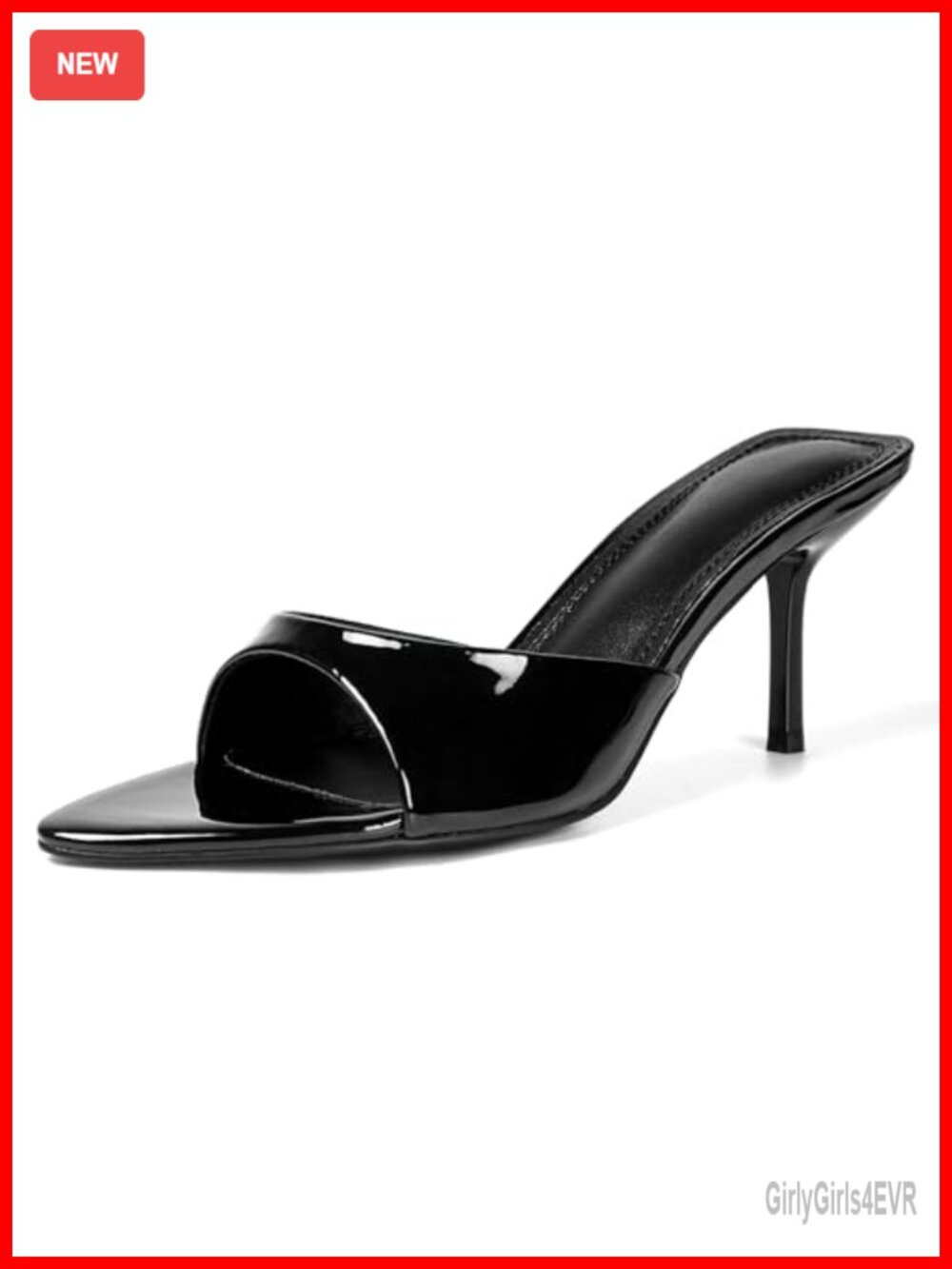 QIV Kitten Heels Pointed Open Toe Mule Heeled Sandals